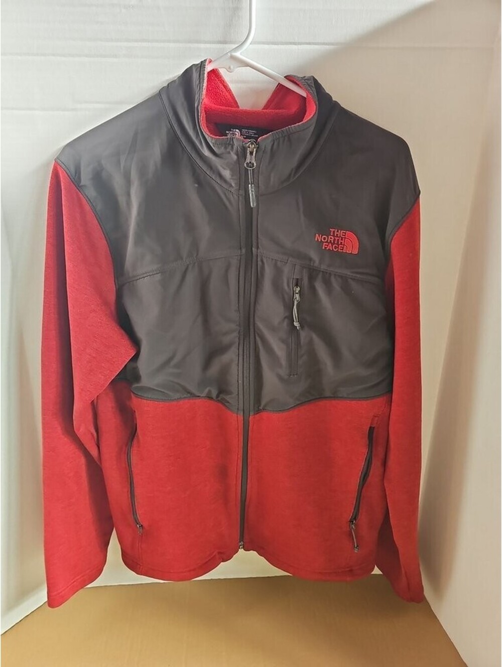 The North Face Men's Red and Gray Full-Zip Jacket